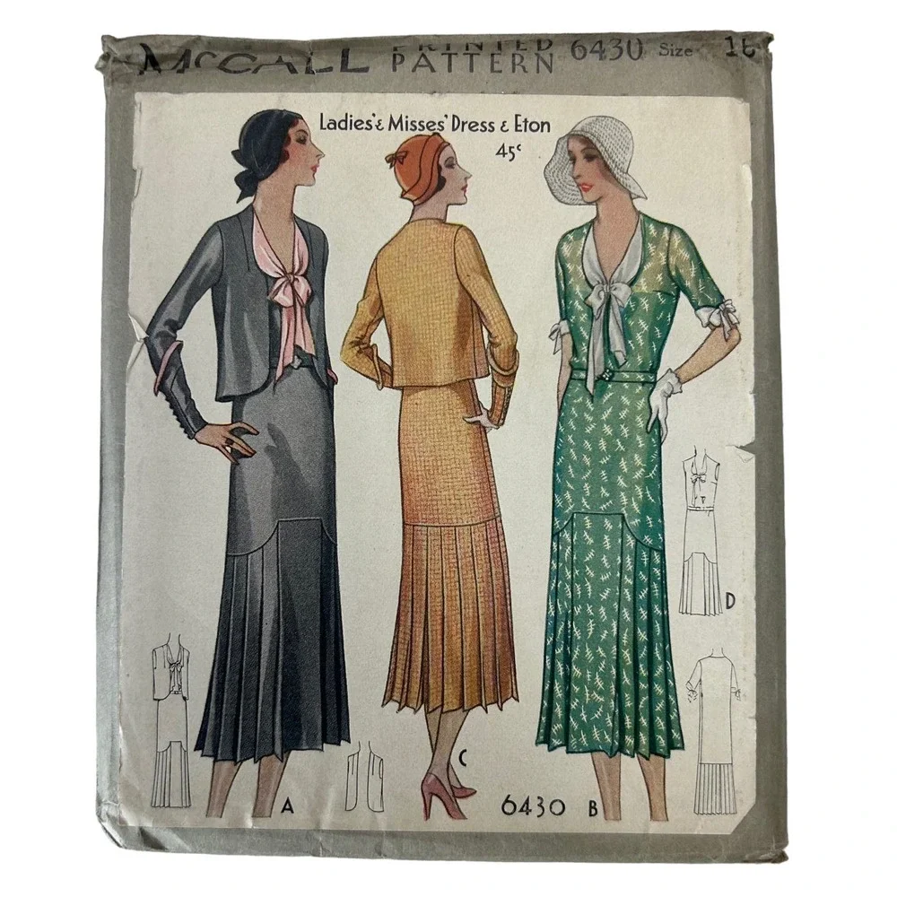 McCall Antique Early 1900's Pattern #6430 Misses/Ladies Dress Size 16 HTF RARE‎
